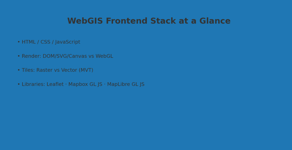 WebGIS开发入门：前端三大件与Leaflet/Mapbox GL JS的选择