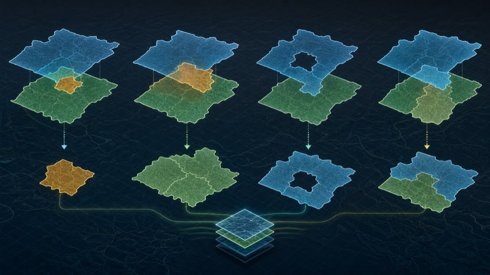 空间叠加分析 Overlay 的常见类型：Intersect、Union、Erase 怎么选