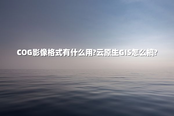 COG影像格式有什么用?云原生GIS怎么搞?