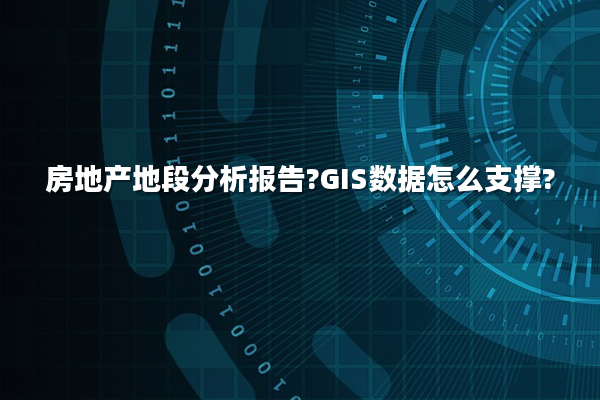 房地产地段分析报告?GIS数据怎么支撑?