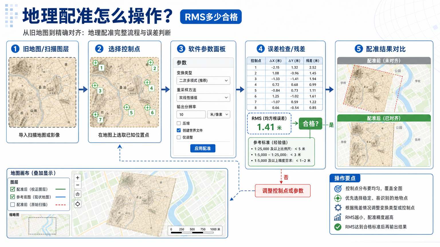 地理配准怎么操作？均方根误差多少合格