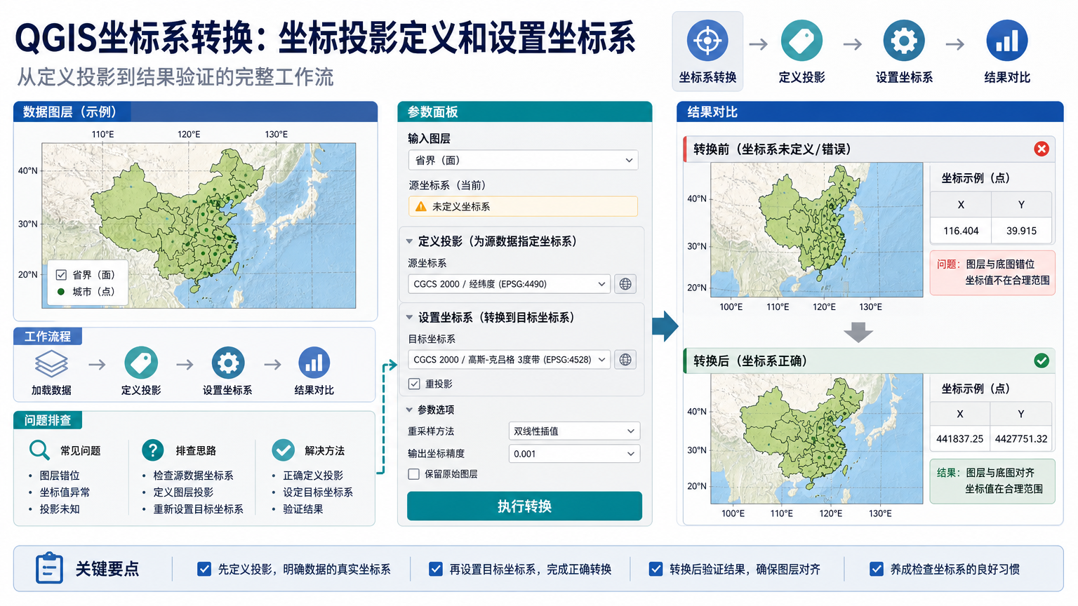QGIS坐标系转换：坐标投影定义和设置坐标系