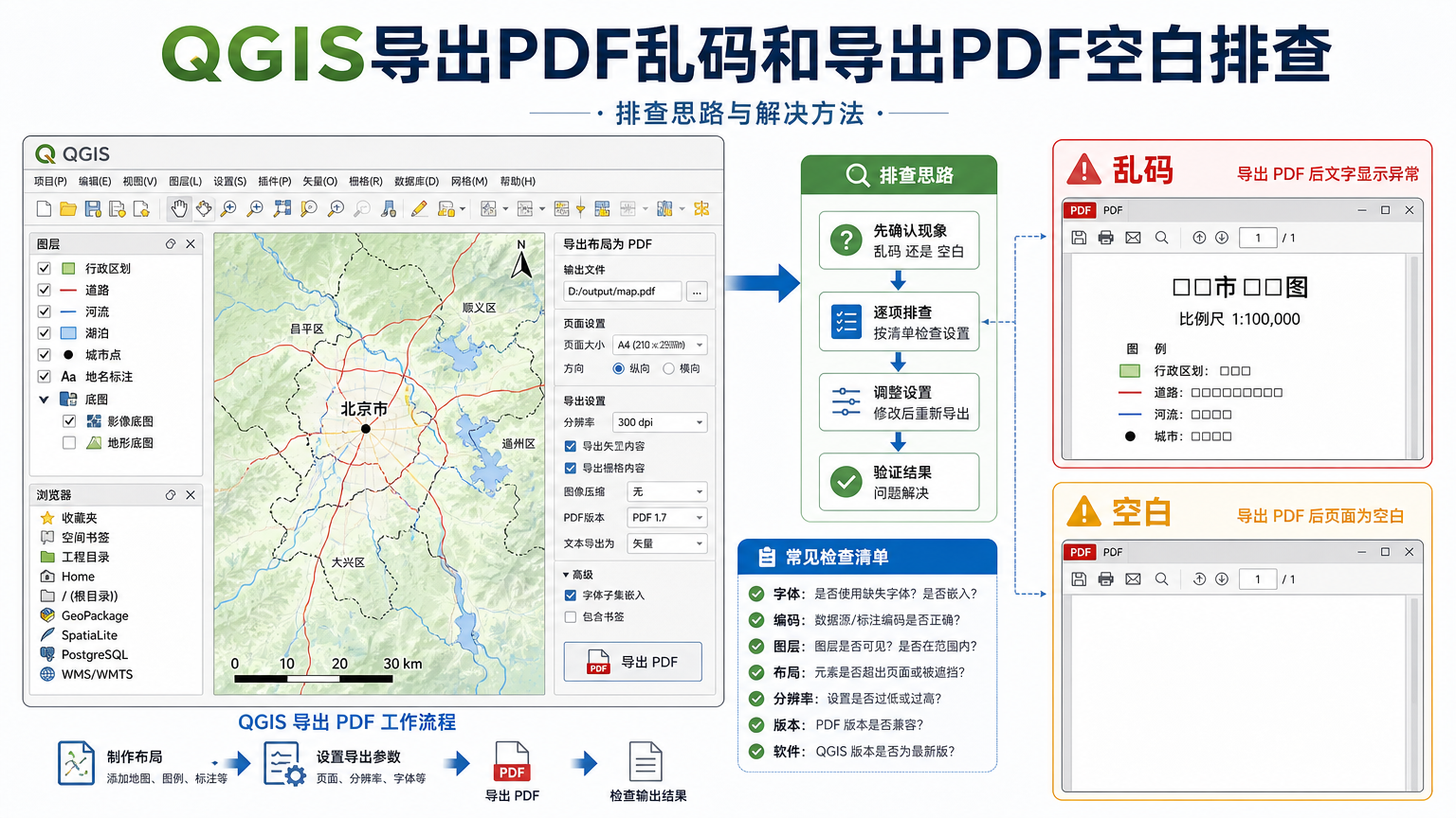 QGIS导出PDF乱码和导出PDF空白排查