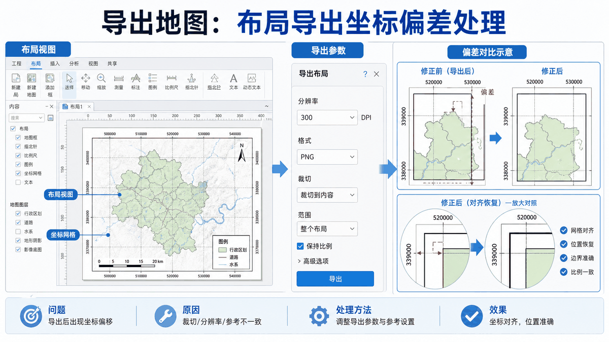 ArcGIS Pro导出地图：布局导出坐标偏差处理