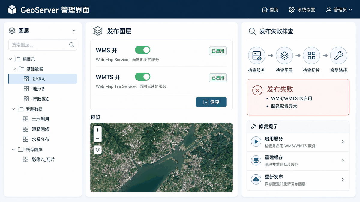 GeoServer发布WMTS与geoserver发布wmts教程示意图