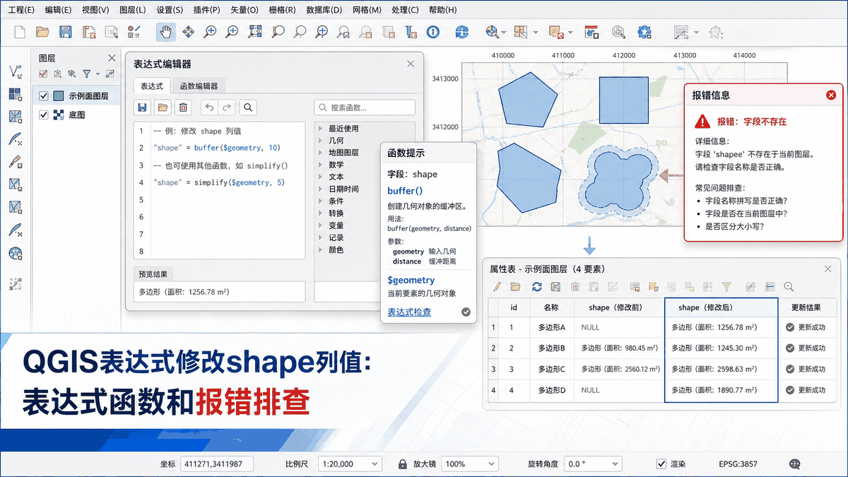 QGIS表达式与qgis表达式教程示意图