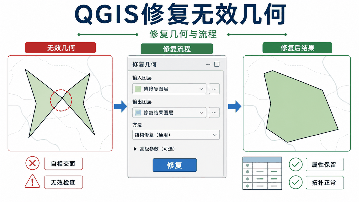 QGIS修复无效几何：修复几何和几何修复流程