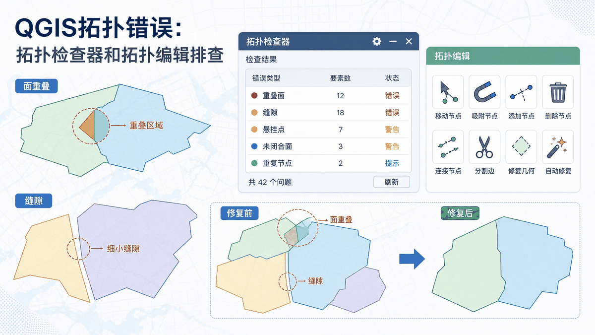 QGIS拓扑错误与qgis拓扑错误教程示意图