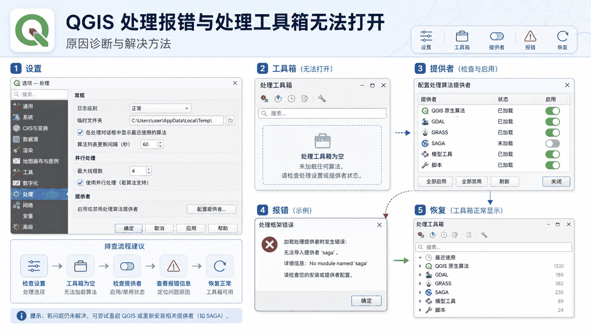 QGIS Processing报错：Processing错误和处理工具箱打不开