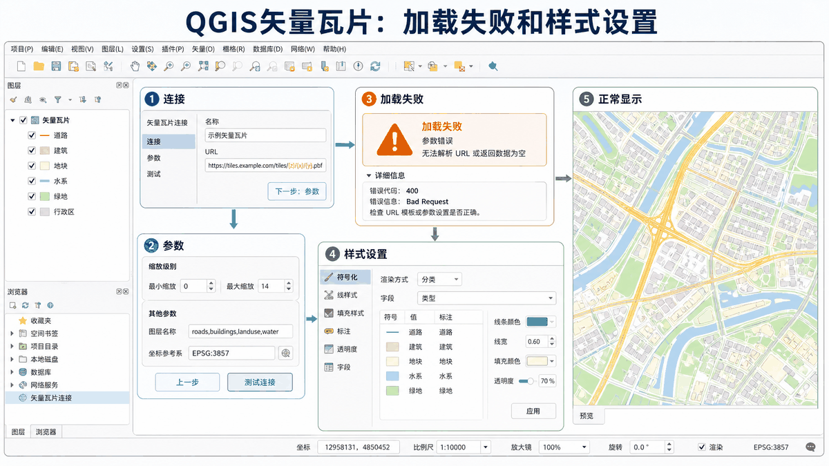QGIS矢量瓦片与qgis矢量瓦片教程示意图