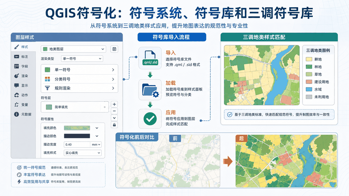 QGIS符号化与qgis符号化教程示意图