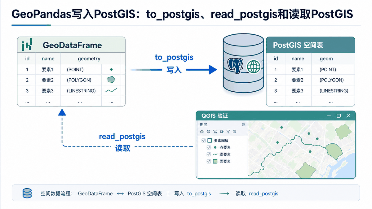 GeoPandas写入PostGIS：to_postgis、read_postgis和读取PostGIS