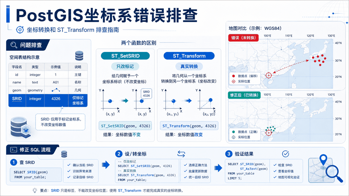 PostGIS坐标系错误与postgis坐标系错误教程示意图