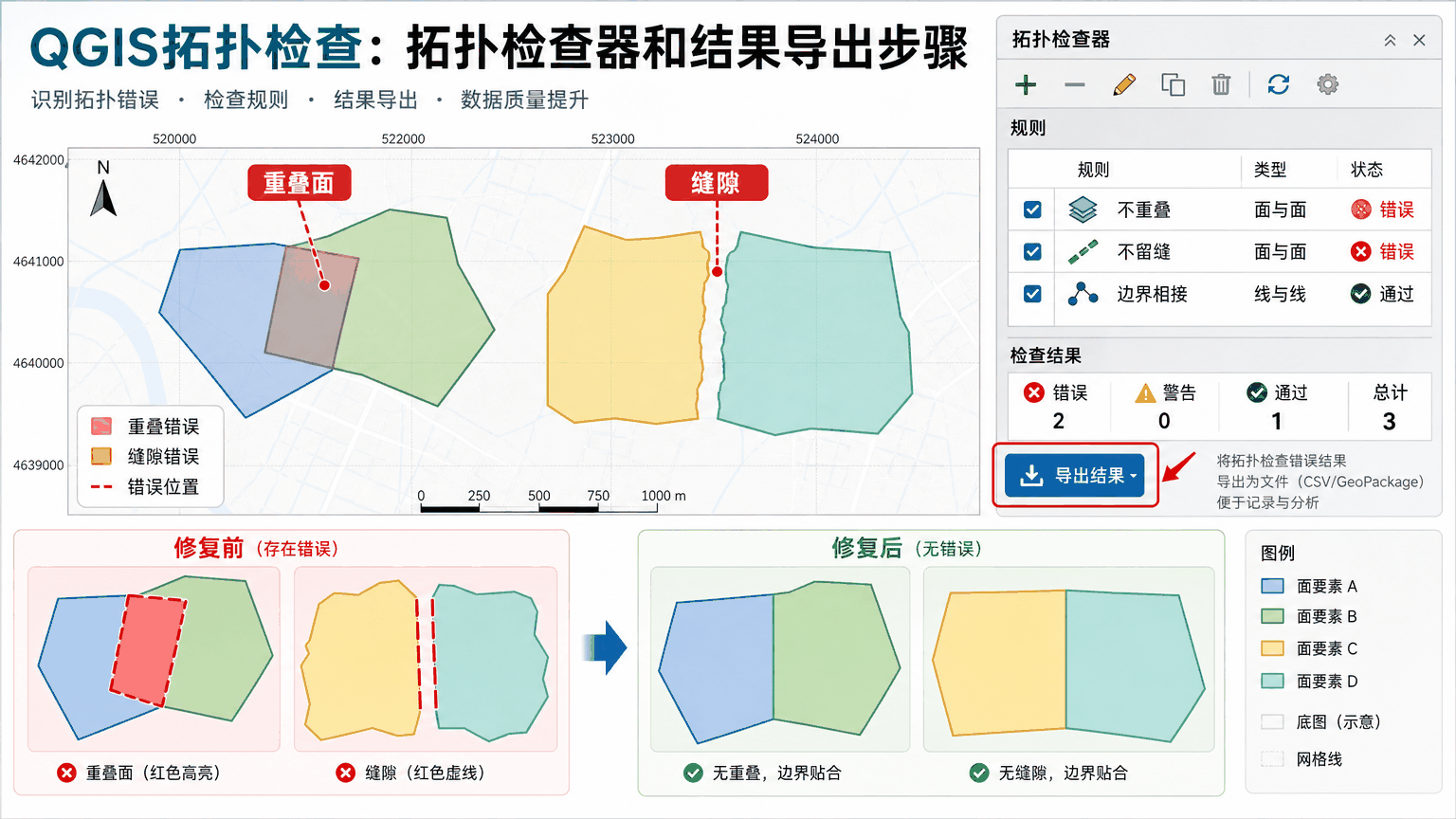 QGIS拓扑检查与qgis拓扑检查教程示意图