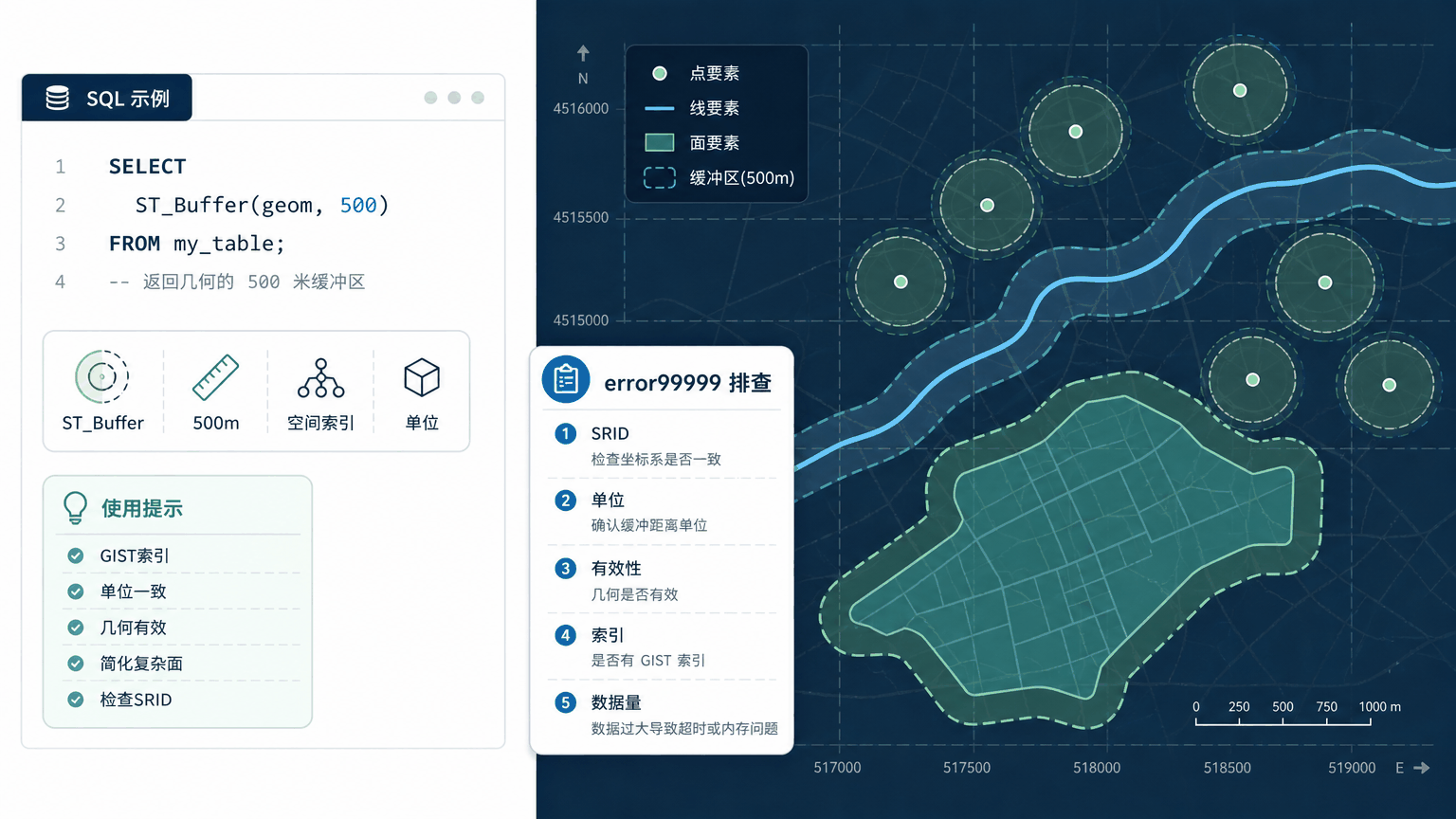 PostGIS ST_Buffer与postgis st_buffer教程示意图