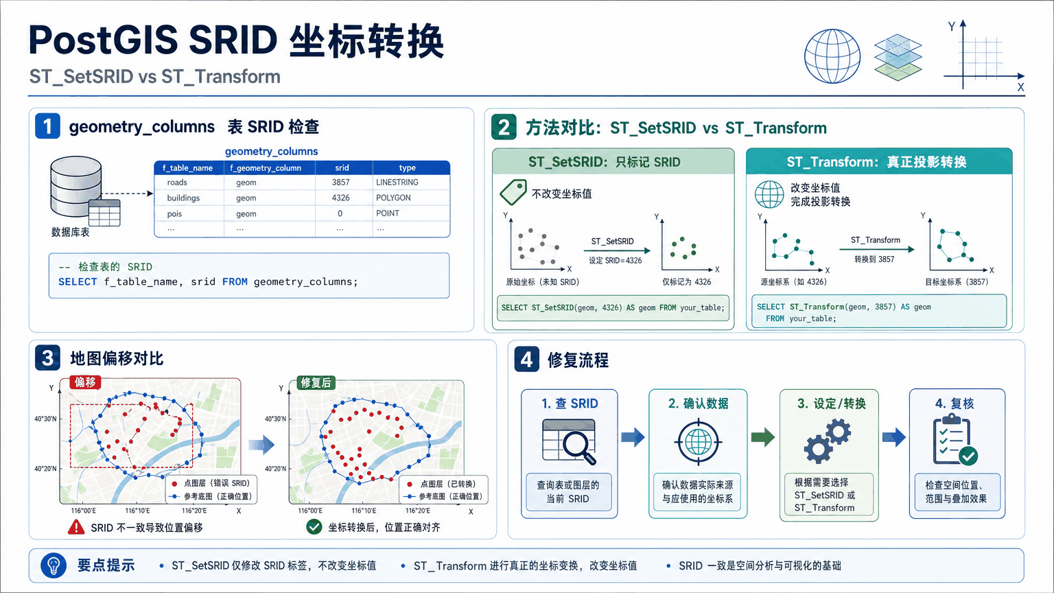 PostGIS SRID与postgis srid教程示意图