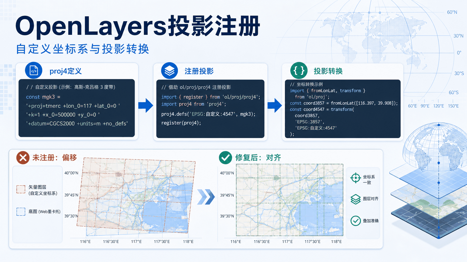 OpenLayers投影注册与openlayers投影注册教程示意图