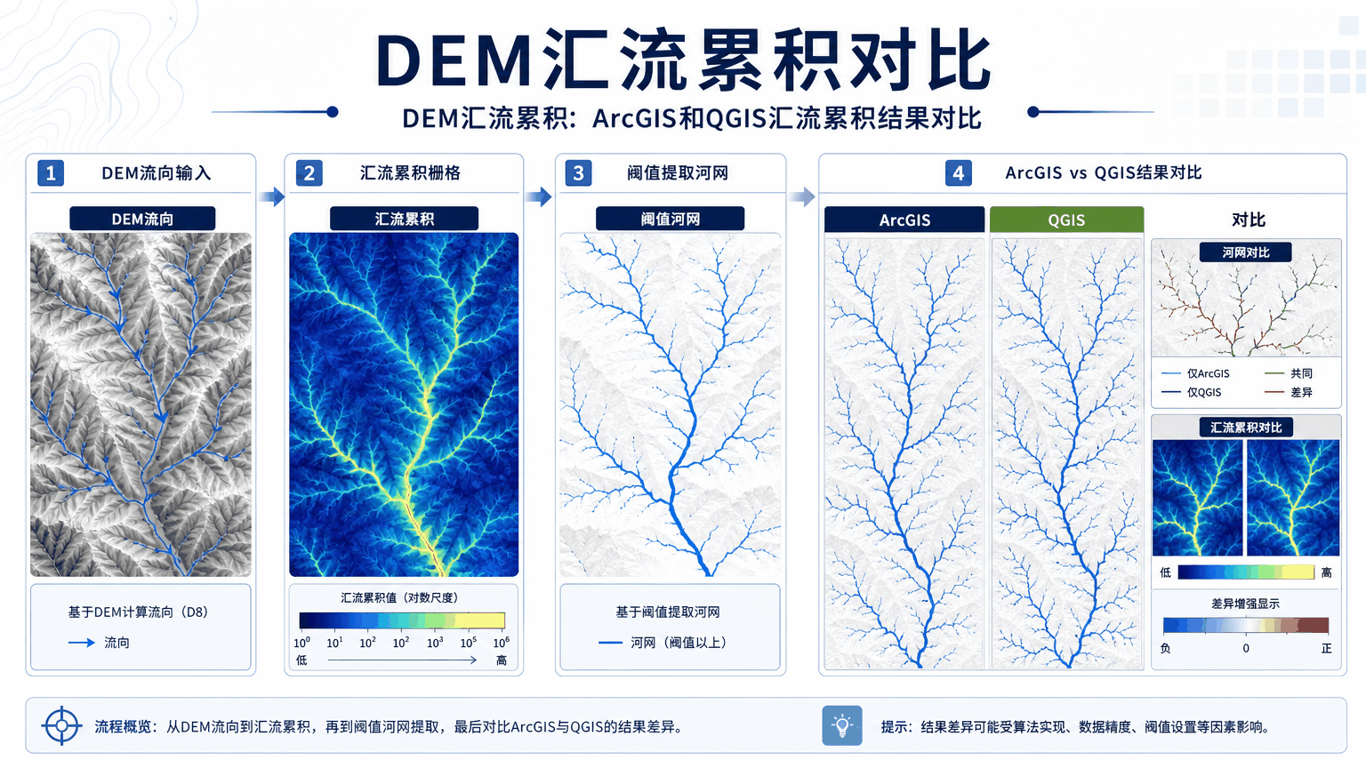DEM汇流累积与dem汇流累积教程示意图