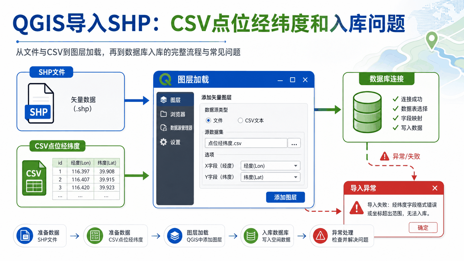 QGIS导入SHP与qgis导入shp教程示意图