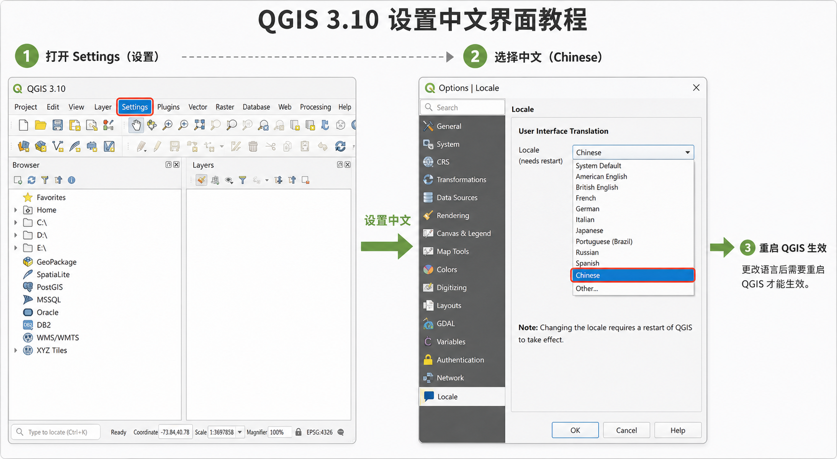 qgis3.10设置中文全攻略 qgis新手入门必看指南