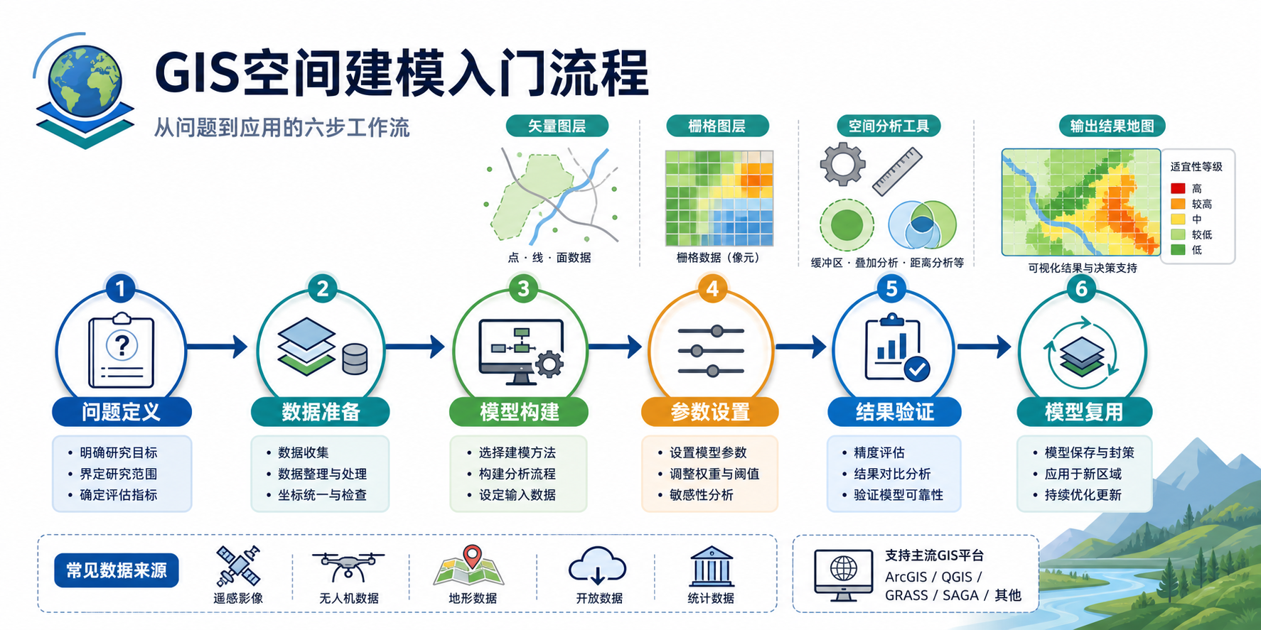 空间建模感悟解析与空间建模入门流程示意图