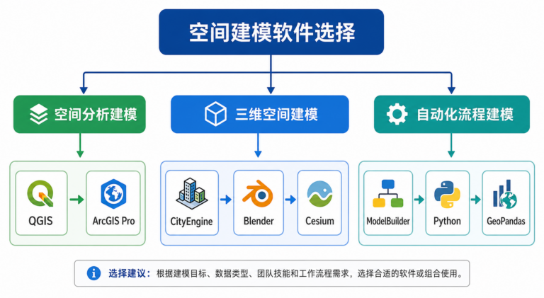 空间建模软件哪个好用 空间建模入门工具选择流程图