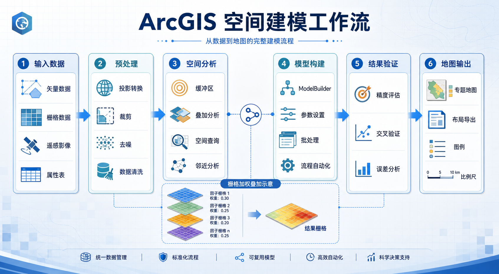 ArcGIS空间建模与GIS空间建模核心方法流程图