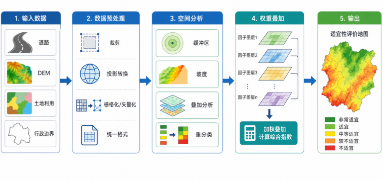 GIS空间建模入门与GIS建模基础实操流程图