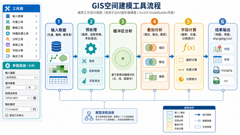 GIS空间建模工具与GIS空间建模入门流程示意图