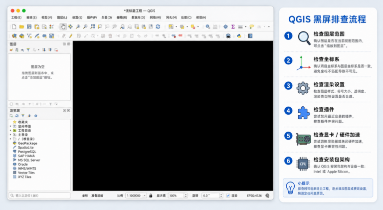 mac qgis黑屏问题解析与mac qgis入门排查流程