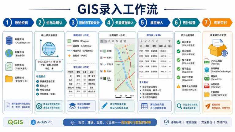 GIS录入流程与GIS文件录入规范示意图