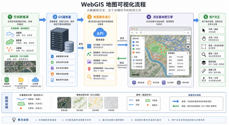 WebGIS 是什么意思以及 WebGIS 在地图可视化中的作用流程图