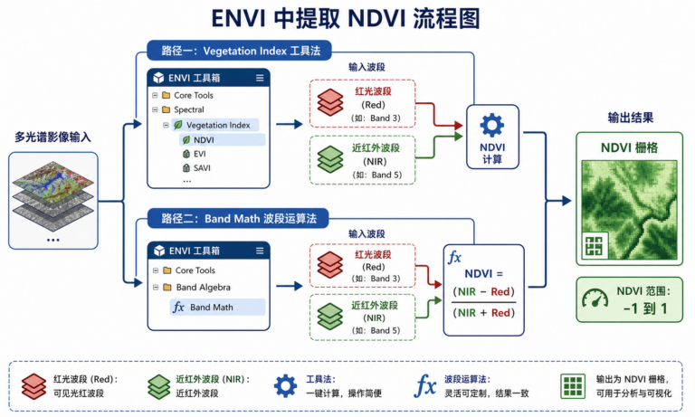ENVI提取植被指数NDVI的两种方法与ENVI波段运算NDVI流程