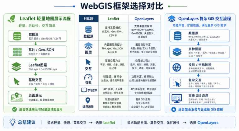 Leaflet和OpenLayers选哪个 WebGIS地图框架选择对比图