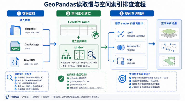 GeoPandas读取慢 GeoPandas空间索引排查流程图