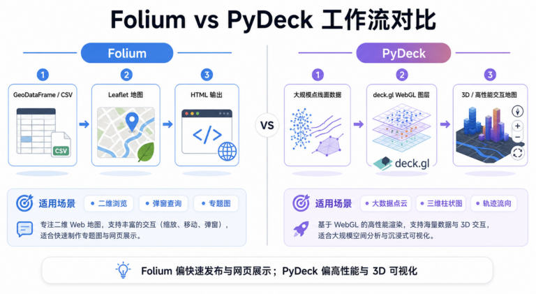 Python交互地图 Folium还是PyDeck 对比工作流