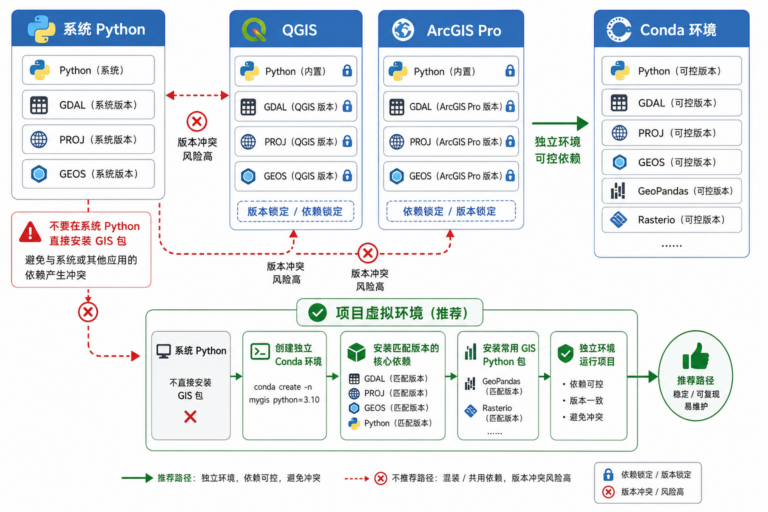 GDAL库版本冲突 虚拟环境配置流程图