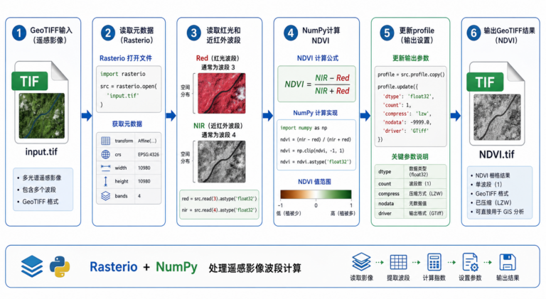 Rasterio读取遥感影像 Rasterio波段计算流程图