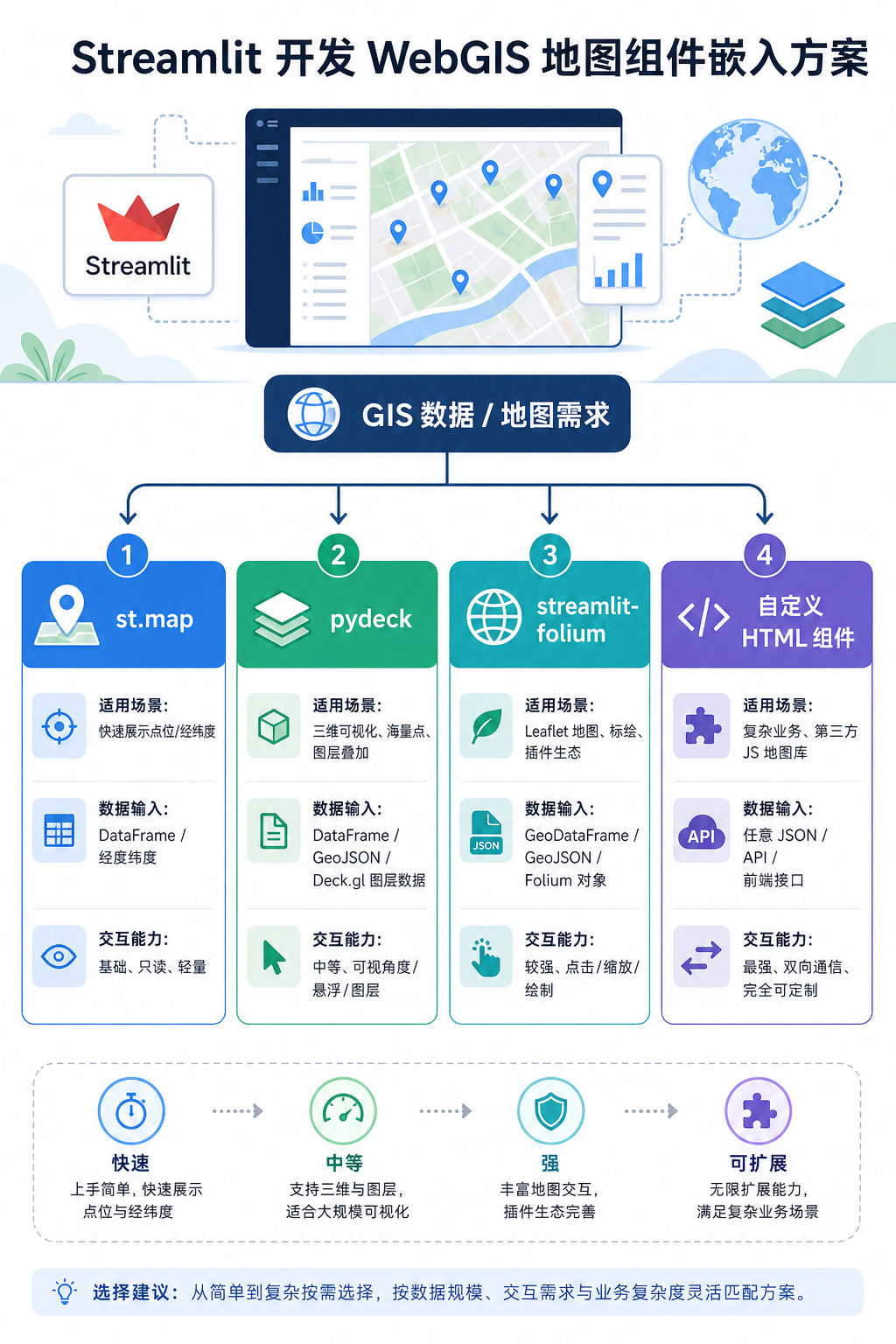 Streamlit开发WebGIS地图组件嵌入与streamlit-folium方案对比