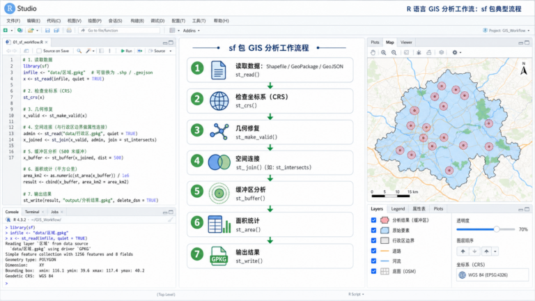 R语言做GIS分析快吗 sf包常用函数 GIS分析流程
