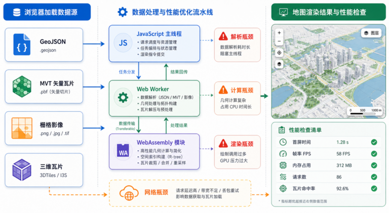 WebAssembly在GIS中啥用 WebGIS前端性能优化流程图