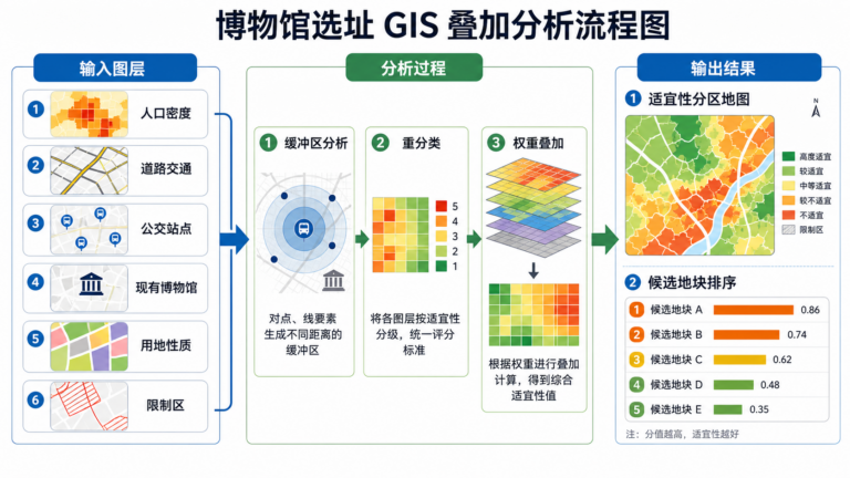 博物馆选址如何优化 GIS叠加分析怎么用流程图
