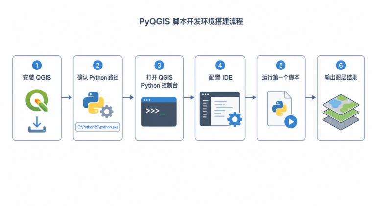 PyQGIS脚本开发环境搭建与QGIS Python控制台流程图