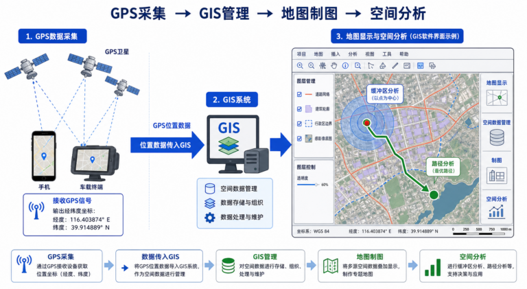 GIS和GPS有什么区别 GPS定位数据进入GIS空间分析流程