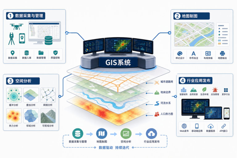 GIS系统的主要用途和GIS具体应用场景示意图