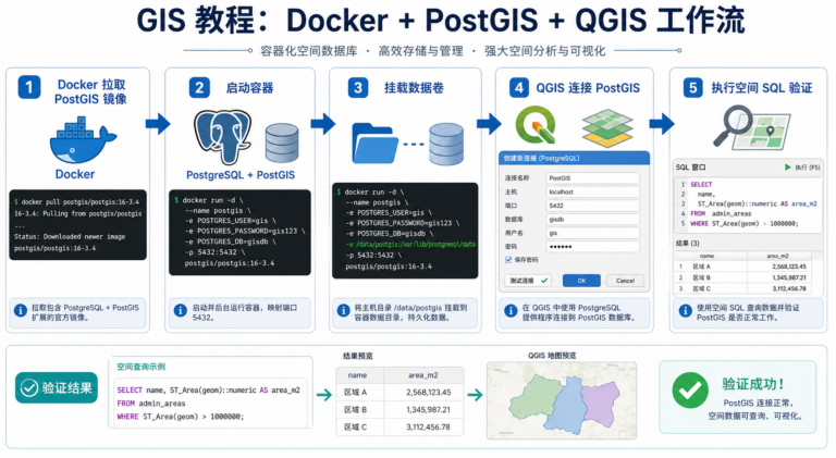 PostGIS安装 Docker快速部署 PostGIS工作流