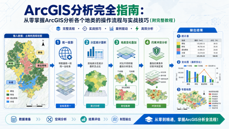 ArcGIS分析各个地类的标准工作流示意图