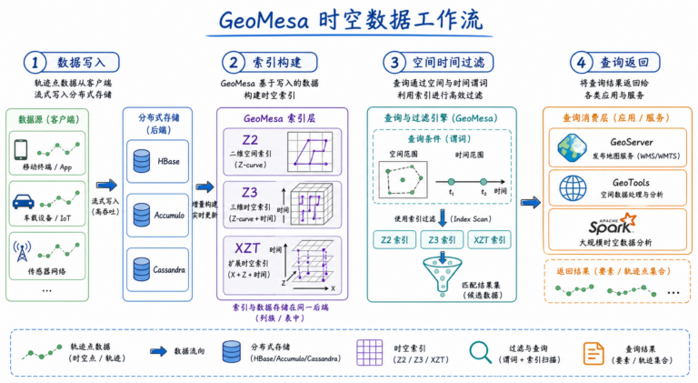 GeoMesa是什么工具 时空索引怎么建 工作流程示意图
