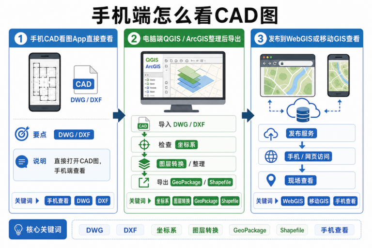 手机端怎么看CAD图 GIS软件能直接开CAD图流程示意