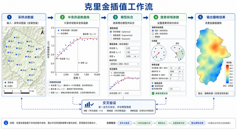 克里金插值参数咋调与变异函数怎么看示意图